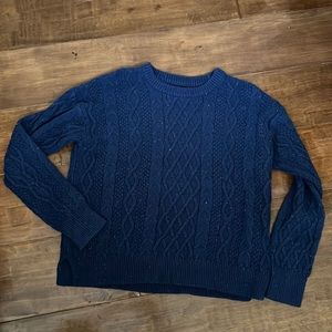 J Crew Fisherman’s sweater in French Blue with rainbow flecks. Medium.